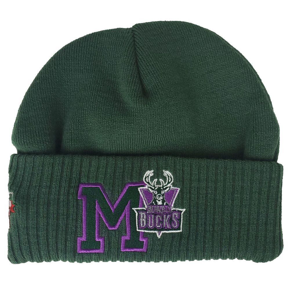 Milwaukee Bucks Mitchell‎ & Ness NBA Knit Hat Beanie Cap Letterman Green NWT